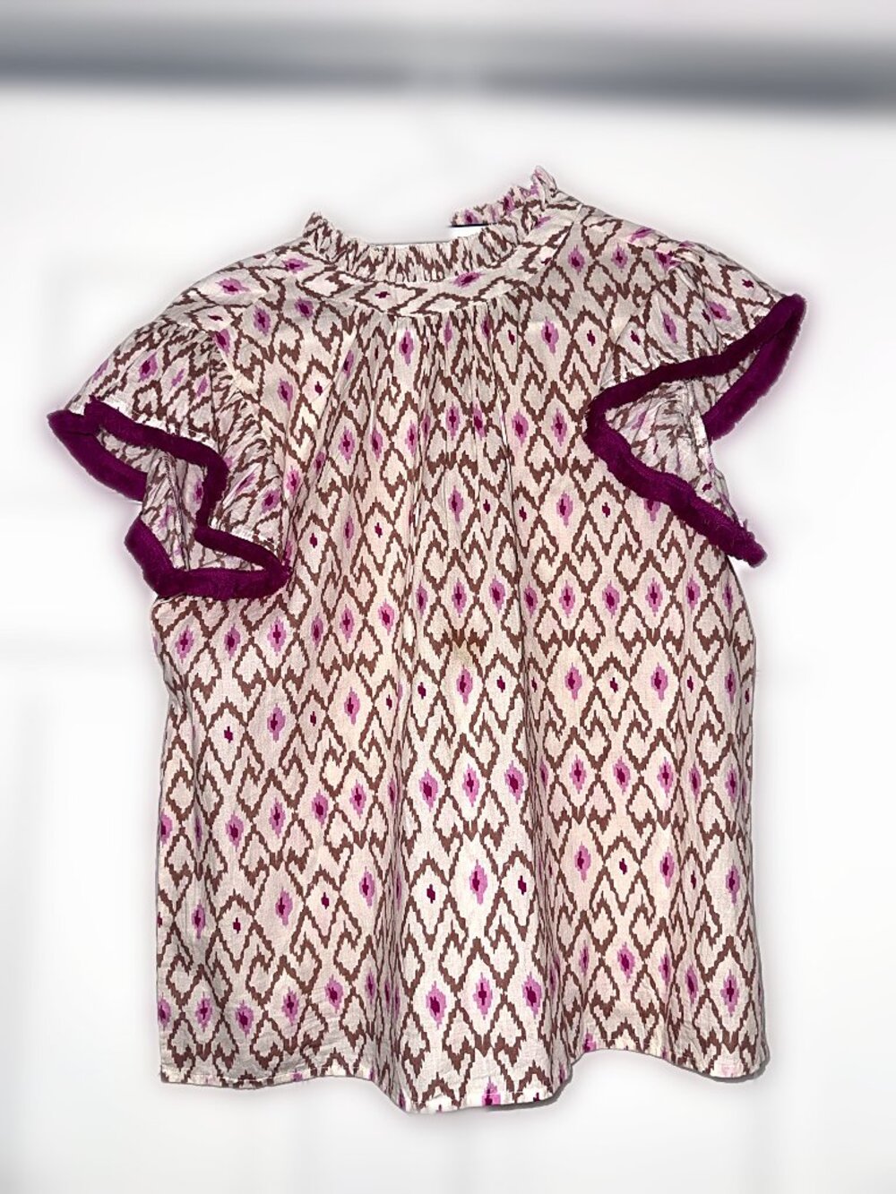 THML Ikat Ruffle Neck Blouse